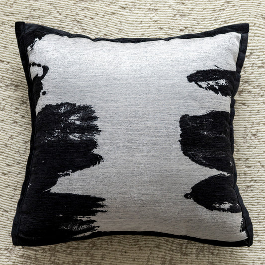 Image of black-white 45x45cm decorative zebra-pattern pillow cover with non-woven insert  versatile for both home and professional use