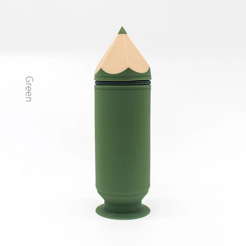 Image of green creative silicone pencil case - high-value stationery  - large capacity desk organizer  suitable for aged care, corporate offices, and commercial settings