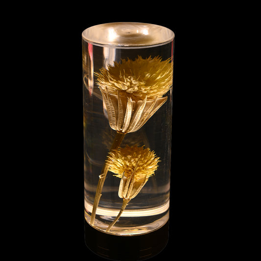 Image of dandelion grass eternal flower acrylic table lamp - color-changing led, usb rechargeable, touch control  ideal for luxury casual home interiors