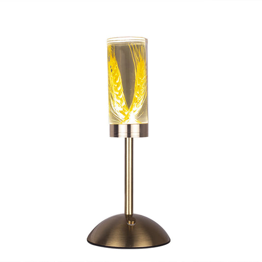 Image of wheat ears eternal flower acrylic table lamp - color-changing led, usb rechargeable, touch control  ideal for luxury casual home interiors