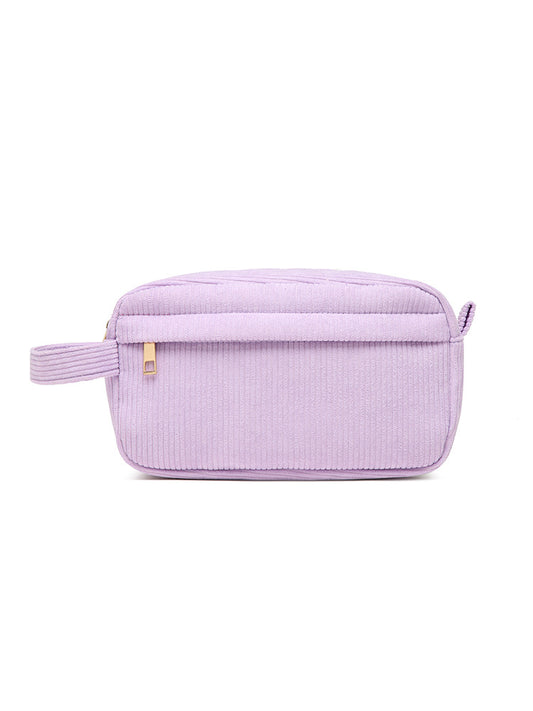 Image of purple 2-pcs corduroy pencil case - large capacity storage bag  suitable for aged care, corporate offices, and commercial settings