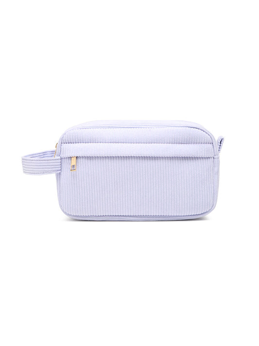 Image of sky blue 2-pcs corduroy pencil case - large capacity storage bag  suitable for aged care, corporate offices, and commercial settings