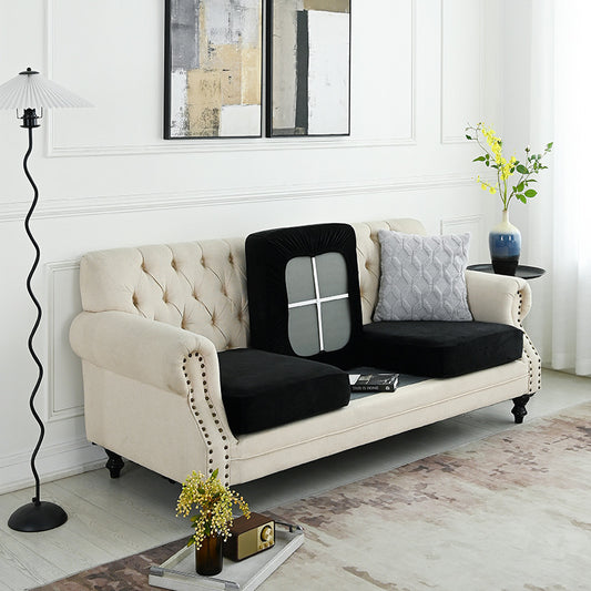 Image of 2 pcs black elegant polyester sofa cover - full protection against cat scratches & wear  ideal for luxury casual home interiors