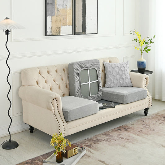 Image of 2 pcs light grey elegant polyester sofa cover - full protection against cat scratches & wear  ideal for luxury casual home interiors