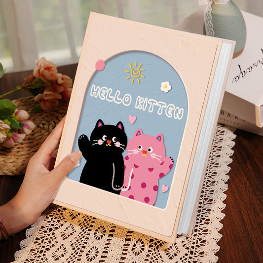 Image of cover 3 colorful 7-inch 100-photo cartoon cat album - large capacity family photo storage book with suede and crystal cover  available at The Epic Shop