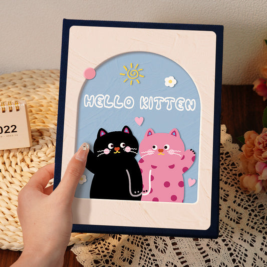 Image of cover 4 colorful 7-inch 100-photo cartoon cat album - large capacity family photo storage book with suede and crystal cover  available at The Epic Shop