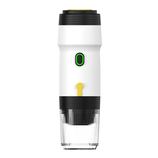 Image of white 3-in-1 portable electric espresso maker - rechargeable travel coffee machine for capsules & ground coffee  versatile for both home and professional use