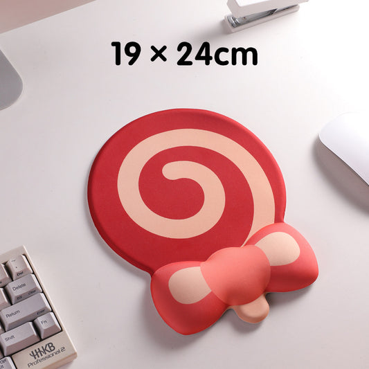 Image of red lollipop ergonomic keyboard wrist rest & mouse pad set - 2-piece comfort combo  suitable for aged care, corporate offices, and commercial settings