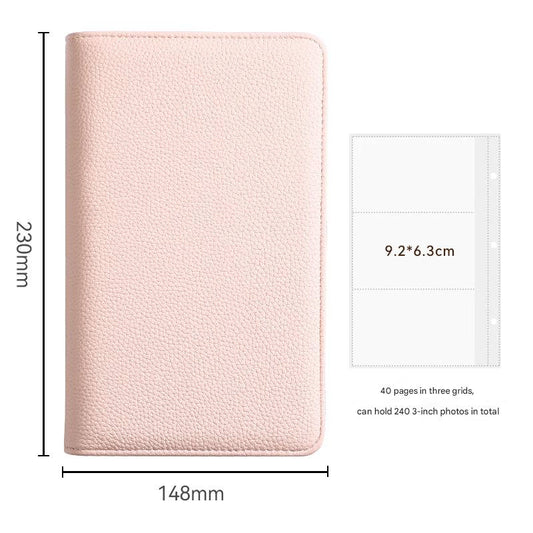 Image of pink pu leather zippered photo album - holds 240 3 prints"  ideal for luxury casual home interiors