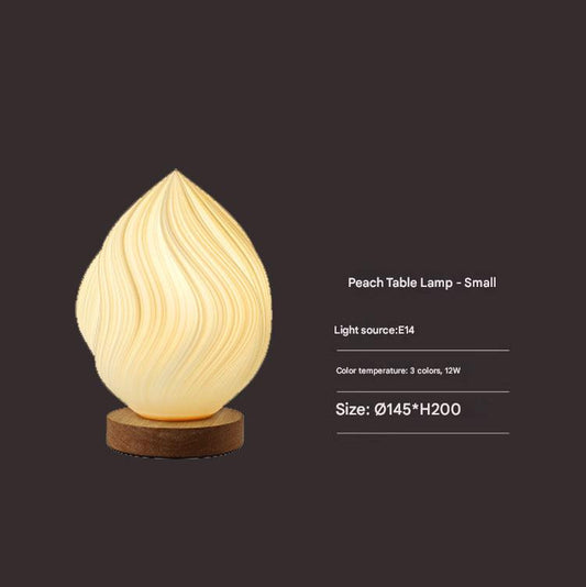 Image of unique pleated design table lamp - 3d printed washable shade, wooden base, adjustable led (small peach)  versatile for both home and professional use