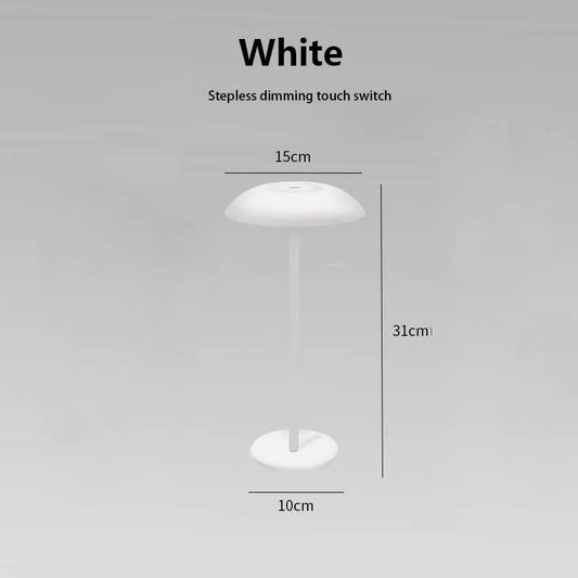 Image of white minimalist rechargeable led touch table lamp - 3-color stepless dimming metal desk light  versatile for both home and professional use