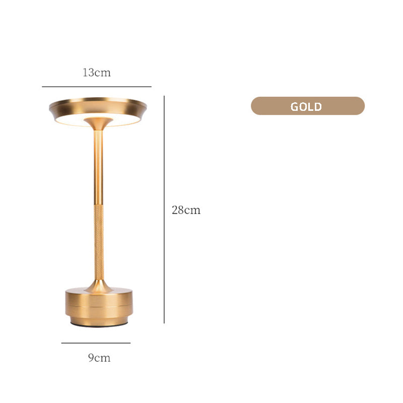 Image of gold elegant aluminum alloy rechargeable led touch lamp - 3-color dimmable cordless table light  versatile for both home and professional use