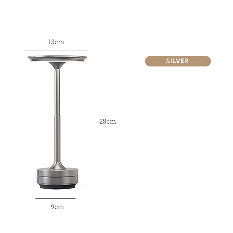 Image of silver elegant aluminum alloy rechargeable led touch lamp - 3-color dimmable cordless table light  versatile for both home and professional use