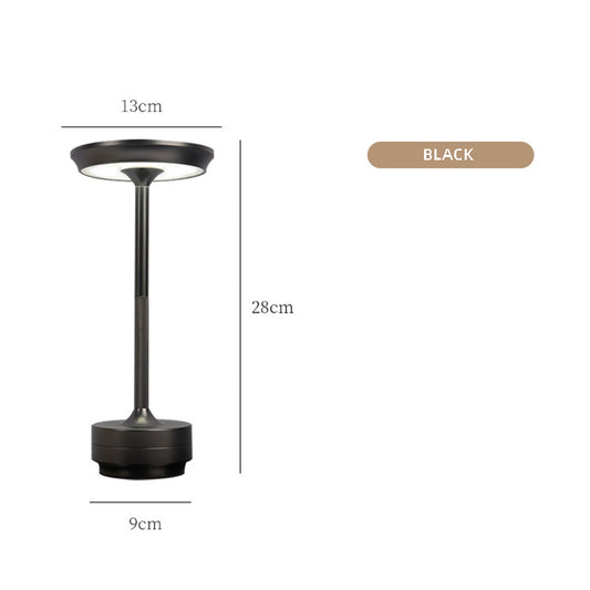 Image of black elegant aluminum alloy rechargeable led touch lamp - 3-color dimmable cordless table light  versatile for both home and professional use