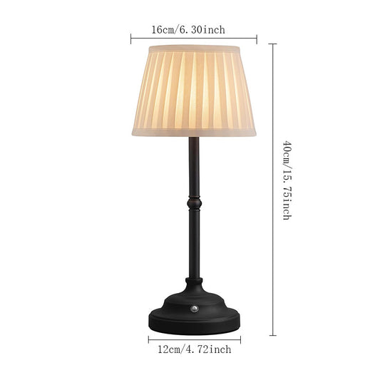 Image of black and white elegant rechargeable fabric shade led lamp - cordless touch stepless dimmable table light  ideal for luxury casual home interiors
