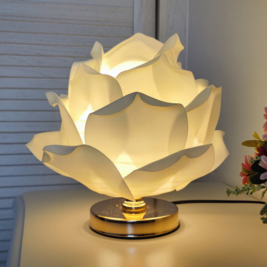 Image of champagne elegant lotus flower table lamp - decorative bedside night light for bedroom ambiance  ideal for luxury casual home interiors
