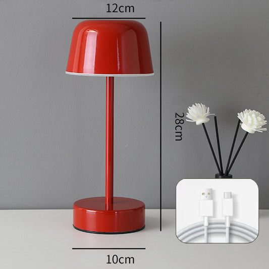Image of red modern minimalist led table lamp - rechargeable touch control desk light  versatile for both home and professional use