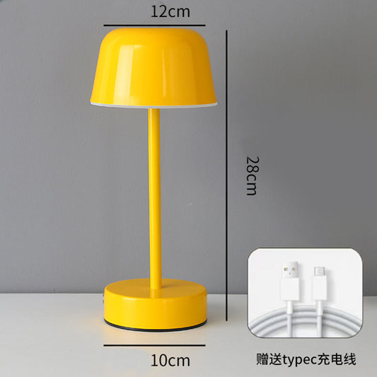 Image of yellow modern minimalist led table lamp - rechargeable touch control desk light  versatile for both home and professional use