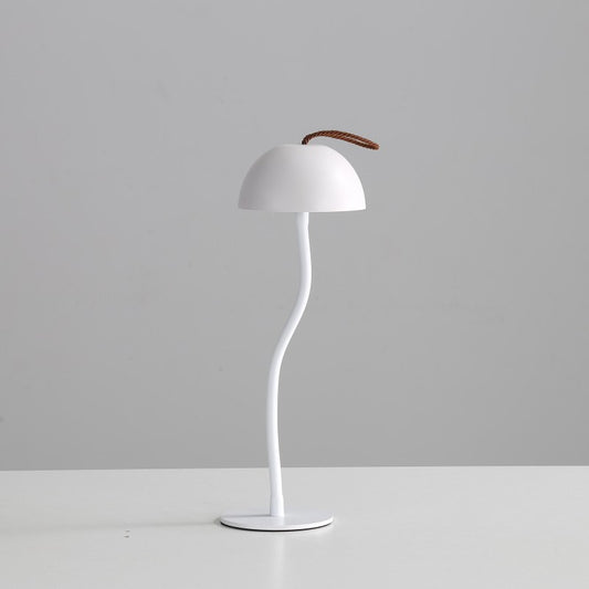 Image of white sleek minimalist led mushroom table lamp - rechargeable 3-color touch control, bar & ambient light  versatile for both home and professional use