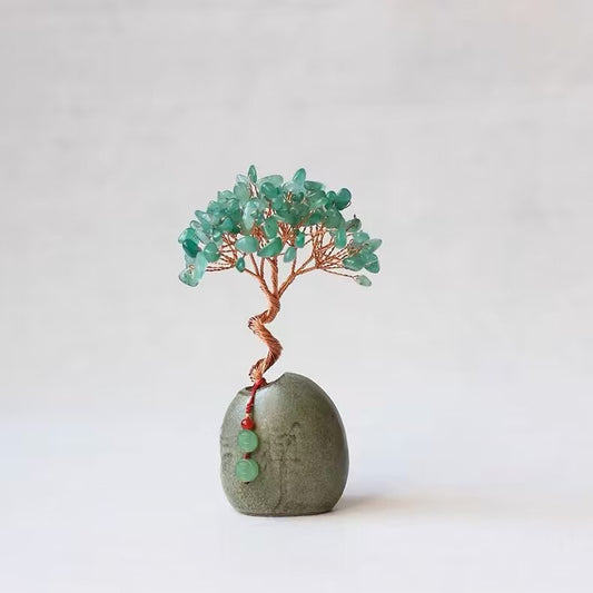 Image of tungling jade natural crystal wealth tree - 12cm feng shui decor, elegant office desk ornament  suitable for aged care, corporate offices, and commercial settings