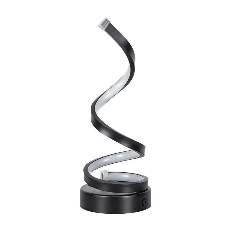 Image of modern spiral led table lamp - dimmable, 3 light modes(black)  versatile for both home and professional use