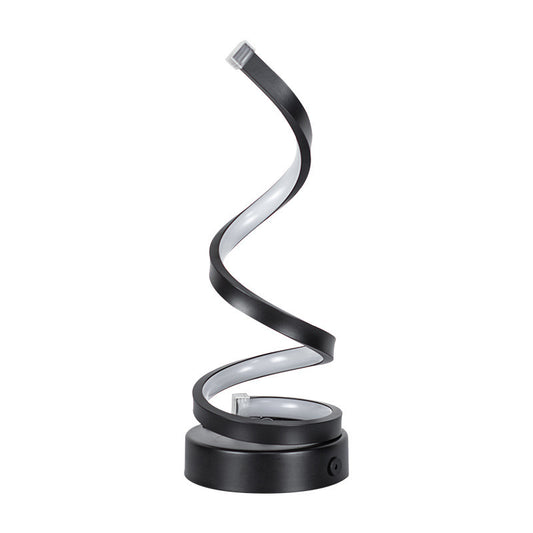 Image of modern spiral led table lamp - dimmable, 3 light modes(black)  versatile for both home and professional use