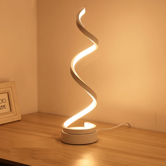 Image of modern spiral led table lamp - dimmable, 3 light modes(white)  versatile for both home and professional use
