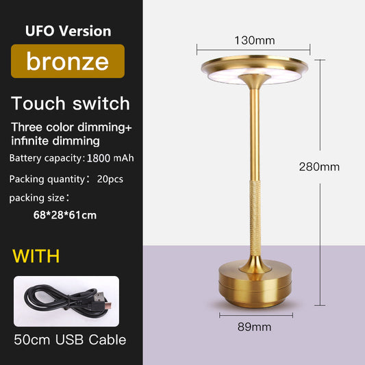 Image of ufo version led desk lamp - gold touch switch with dimming and usb cable  versatile for both home and professional use