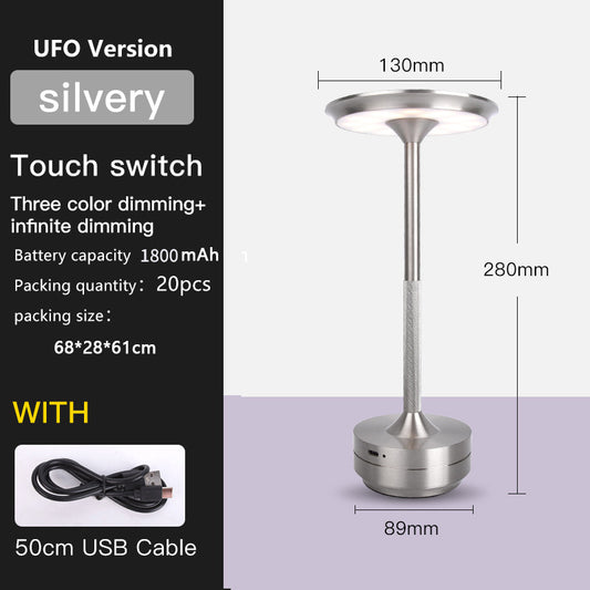 Image of ufo version led desk lamp - silver touch switch with dimming and usb cable  versatile for both home and professional use