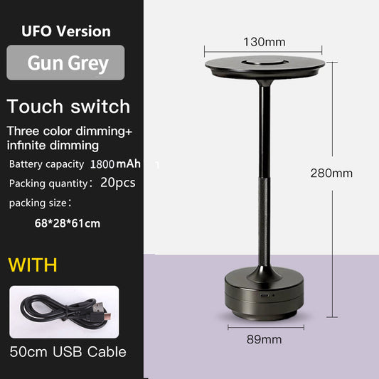 Image of ufo version led desk lamp - gunmetal gray touch switch with dimming and usb cable  versatile for both home and professional use