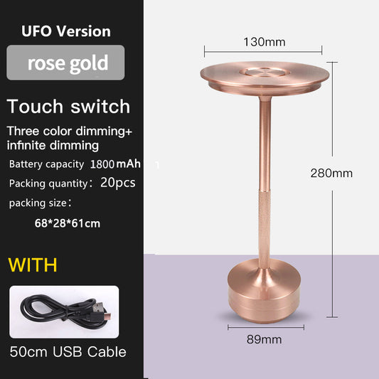 Image of ufo version led desk lamp - rose gold touch switch with dimming and usb cable  versatile for both home and professional use