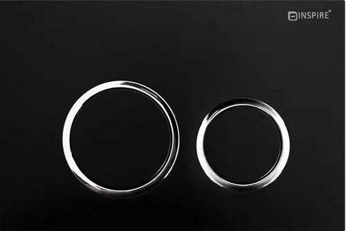 Image of r&t standard cisterns push plates - round matte black with chrome trim  available at The Epic Shop